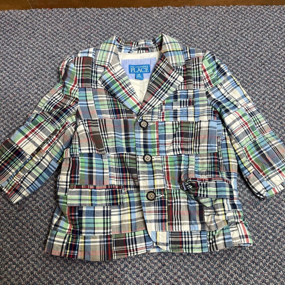 The Children's Place Boys Patchwork Madras Blazer Size 24 months